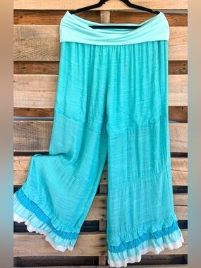 Angel Heart Boutique Sassy Bling Blossom Blues pants in aqua
